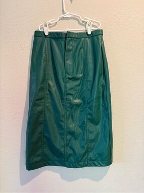 NSR Teal Green Faux Leather Pencil Skirt